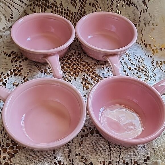 Antique Vintage Taylor Smith & Taylor Pink Oven Serve Ware Handled Small Bowls - Picture 6 of 14